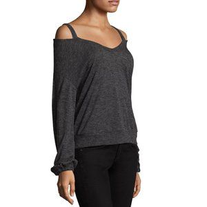 NWT Splendid Women's Charcoal Cold Shoulder Top Charcoal Size Small $100 E084